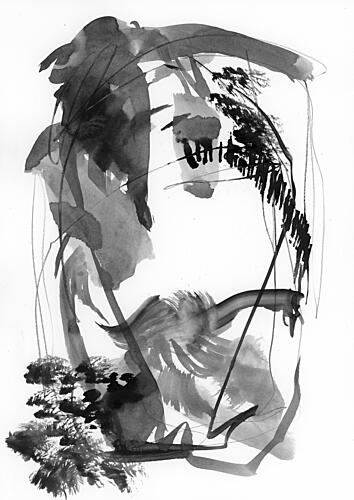 Flowing Zen Ink Forms Art Print by Ghazal Riyazi