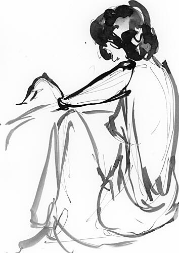 Pensive Woman Sitting Art Print by Ghazal Riyazi