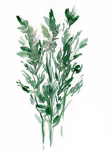 Loose Watercolor Leaves Art Print by Ghazal Riyazi