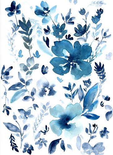 Abstract Blue Blooms Art Print by Ghazal Riyazi
