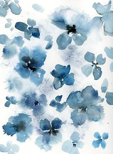 Blue Watercolor Blooms Art Print by Ghazal Riyazi