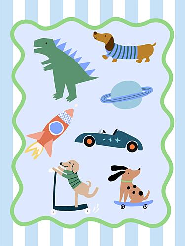 Cute Kids Print for Boys Playroom Art Print