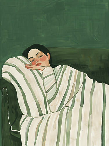 Peaceful Nap on Sofa Art Print by Thea.candles@outlook.com