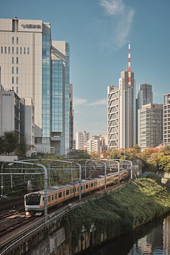 Tokyo City Train Art Print by Luca Stefanelli
