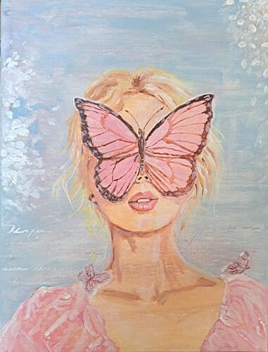 Dreamy Pink Butterfly Art Print by Annika Lofberg