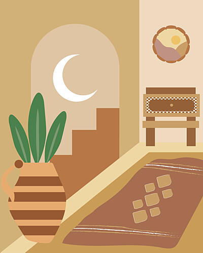 Desert Moon Interior Art Print by Estefani Caicedo