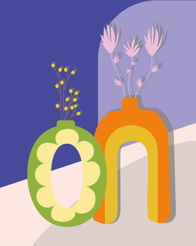 Colorful Modern Vases Art Print by Estefani Caicedo