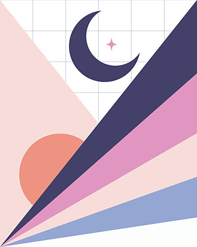 Celestial Geometric Landscape Art Print