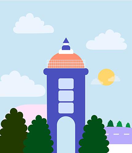 Vibrant Blue Tower Art Print by Estefani Caicedo