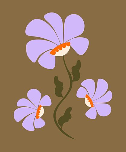 Whimsical Purple Flowers Art Print by Estefani Caicedo