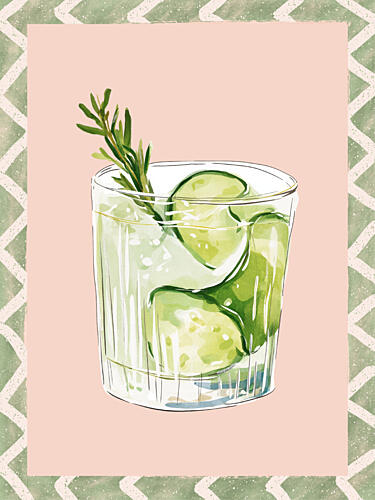 Refreshing Cucumber Rosemary Art Print by Stephanie Jeuffroy