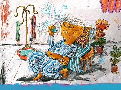 Cozy Room Contemplation Art Print by Peter Hegyi