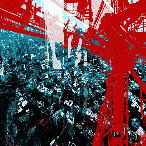 Urban Abstract Red Blue Art Print by Brut Carniollus