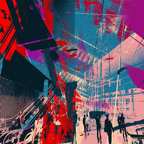 Dynamic Urban Abstract Art Print by Brut Carniollus