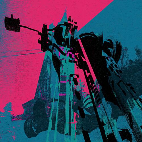 Magenta Cyan Cityscape Art Print by Brut Carniollus