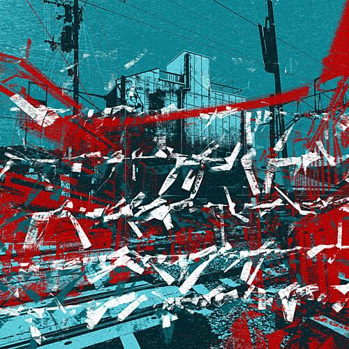 Red Teal Urban Grunge Art Print by Brut Carniollus