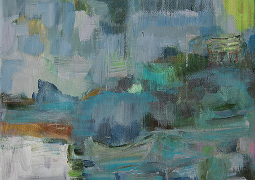 Serene Aqua Landscape Art Print by Melody Reynolds