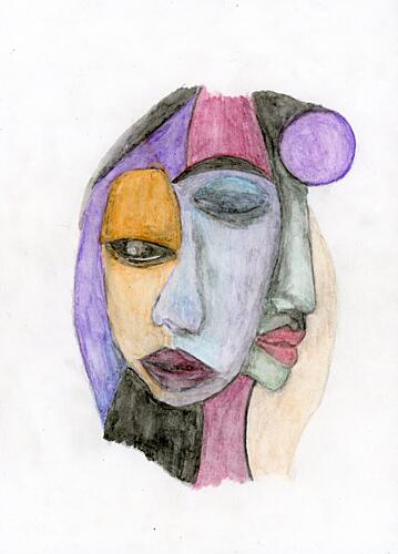 Abstract Colorful Faces Art Print by Vitolds Vaznis