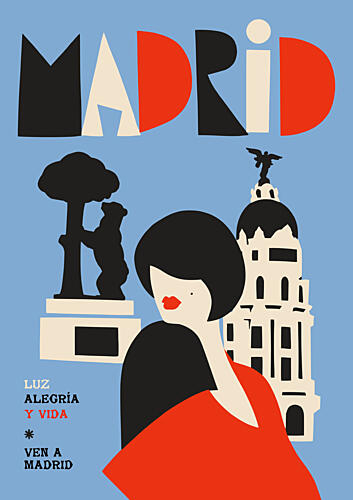 Retro Madrid City Woman Voyage reproduction