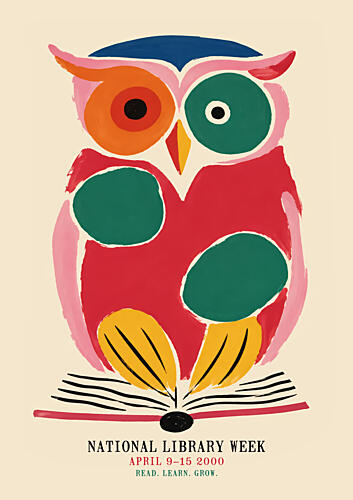Colorful Reading Owl Art Print by Patryk Krygowski
