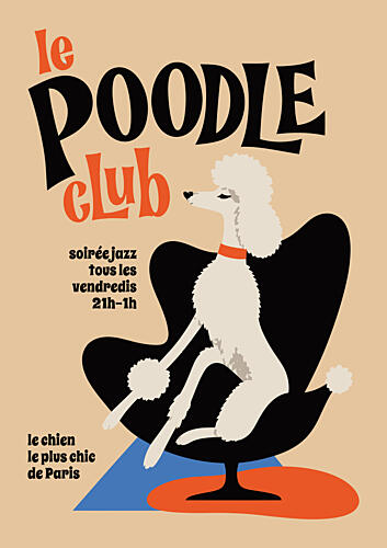 Chic Poodle Jazz Club Art Print by Patryk Krygowski