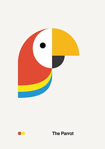 Colorful Geometric Parrot Art Print by David Vineis