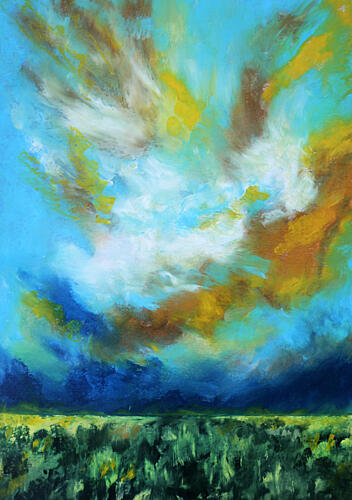 Dramatic Sky over Field Art abstrait reproduction