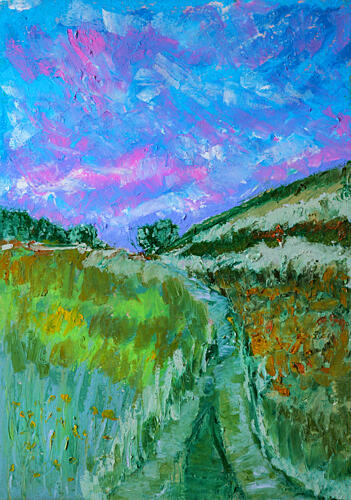 Vibrant Field Path Art abstrait reproduction