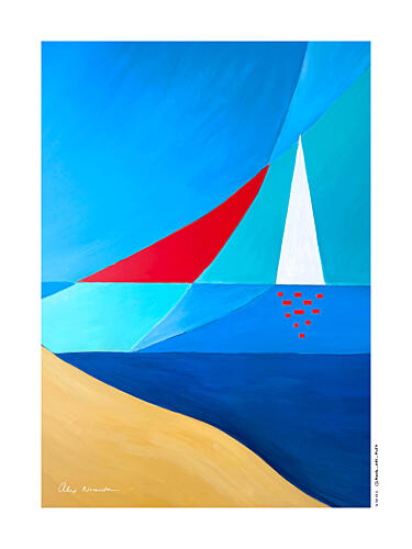 Geometric Beach Sailboats Géométrique reproduction