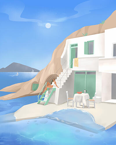 Mediterranean Seaside Escape Art Print