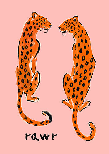 Playful Pink Leopards Art Print