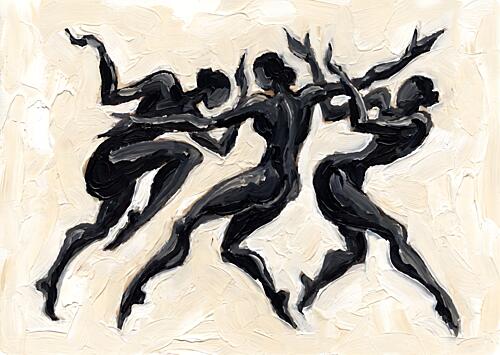 Graceful Abstract Dancers Art Print by Hugo