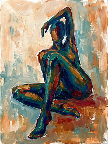 Vibrant Seated Form Art Print by Hugo