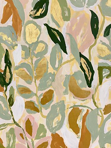 Abstract Gold Leaves Gold Print