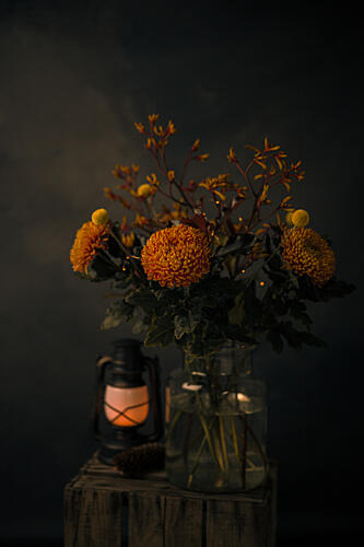 Autumn Flowers Glow Art Print