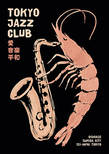 Retro Tokyo Jazz Shrimp Art Print