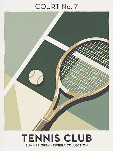 Vintage Tennis Court Design Art Print