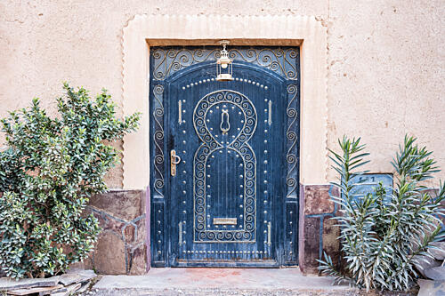 Ornate Moroccan Blue Door Art Print