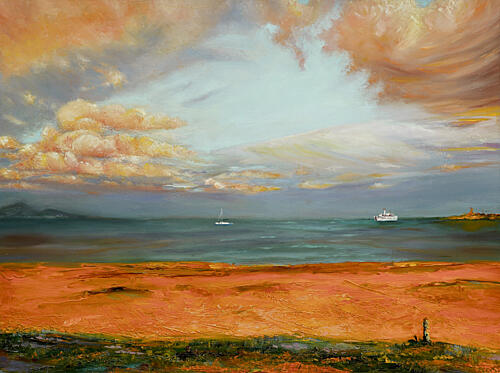 Orange Sky Seascape Art Print