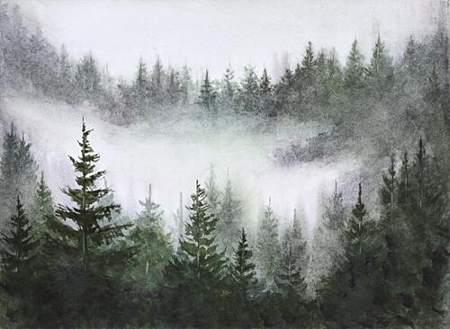 Misty Forest Serenity Art Print