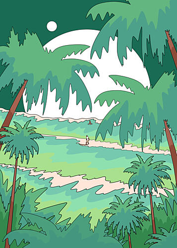 Tropical Moonlit Beach Art Print