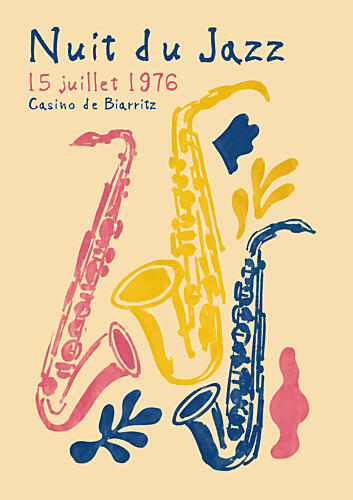 Jazz Nuit Saxophones Art Print