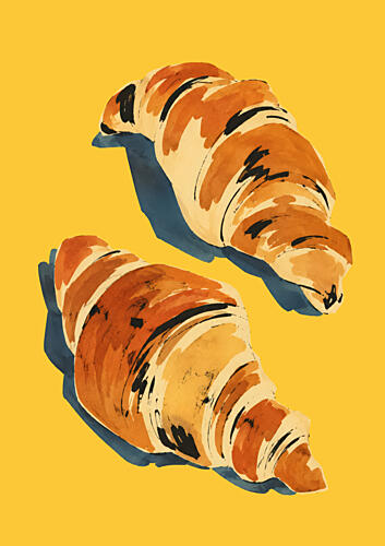 Golden Croissants Gold Print