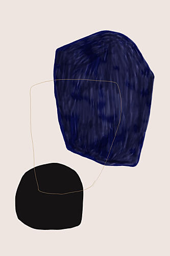 Abstract Organic Shapes Gold Print