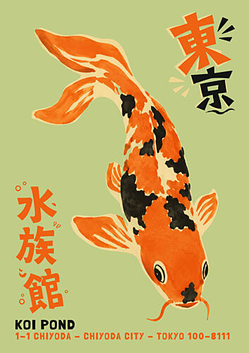 Vibrant Tokyo Koi Art Print