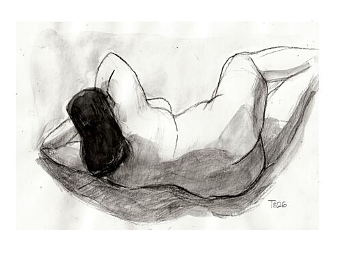 Reclining Nude Drawing Art Print