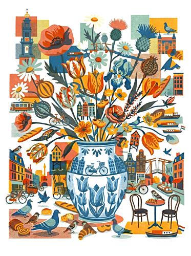Amsterdam City Blooms Art Print by Sander van Laar