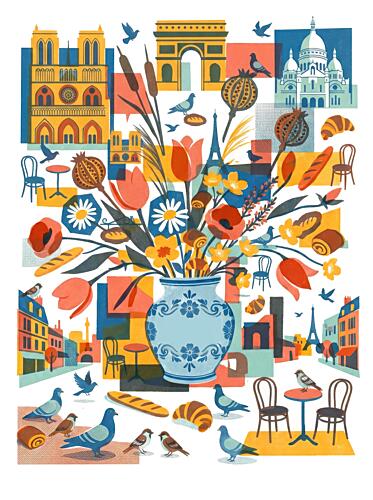 A Parisian Bouquet Art Print by Sander van Laar