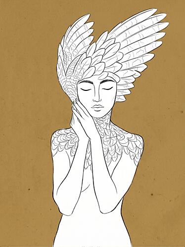 Ethereal Winged Woman Art Print by Sander van Laar