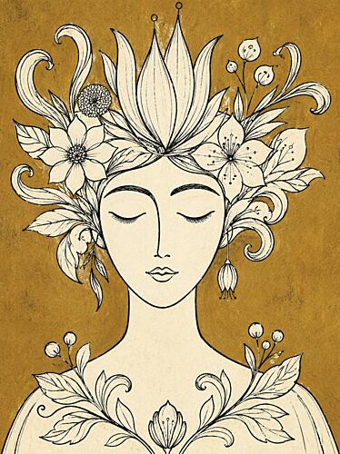 Nature Goddess Portrait Art Print by Sander van Laar